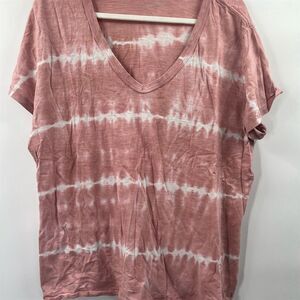 Universal Thread Women's Pink Tie Dye V-Neck T-Shirt XXL Short Sleeve